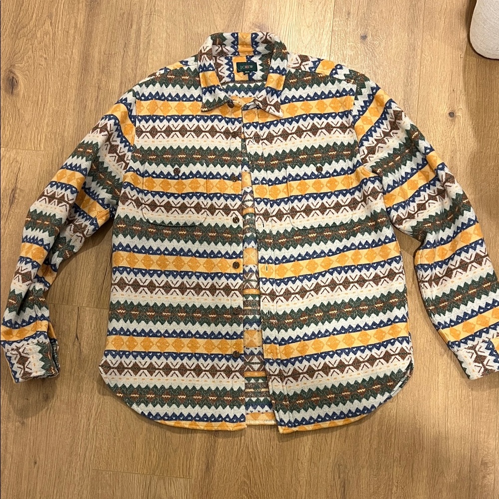 Colorful Patterned Wool Button-Up Shirt